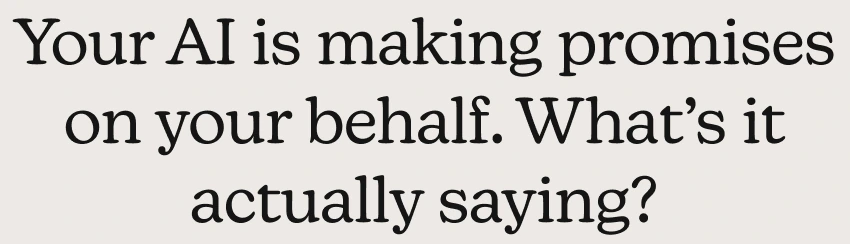 Type specimen in New Kansas: 'Your AI is making promises on your behalf. What's it actually saying?'